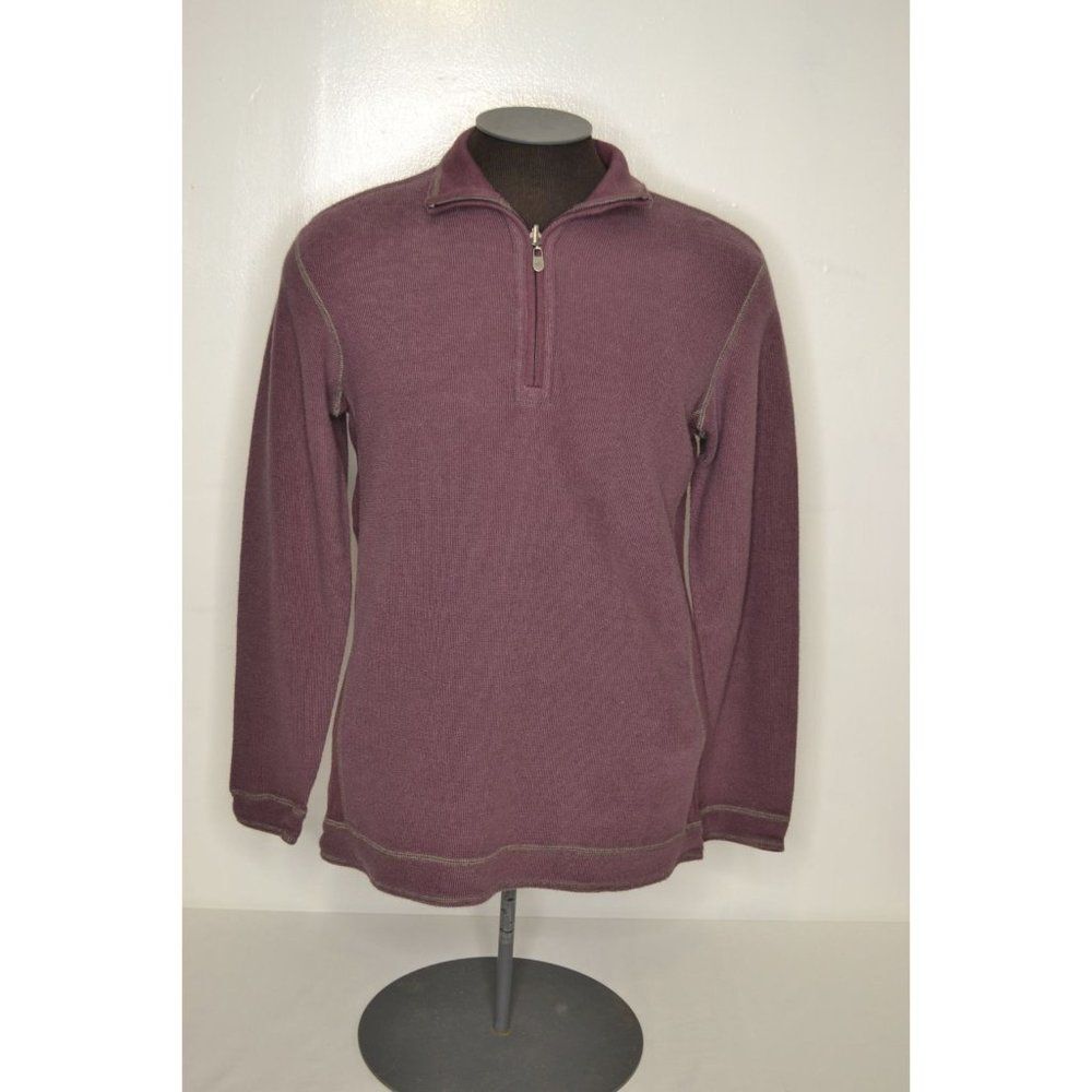 Tommy Bahama Men's Medium Burgundy Long Sleeve Reversible 1/4 Zip Sweatshirt